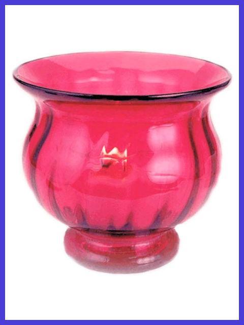 Gold Ruby Glass Candle Holder by Fenton International
