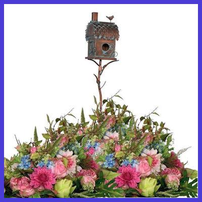 Chimney Birdhouse on a Garden Stake by Zaer Ltd